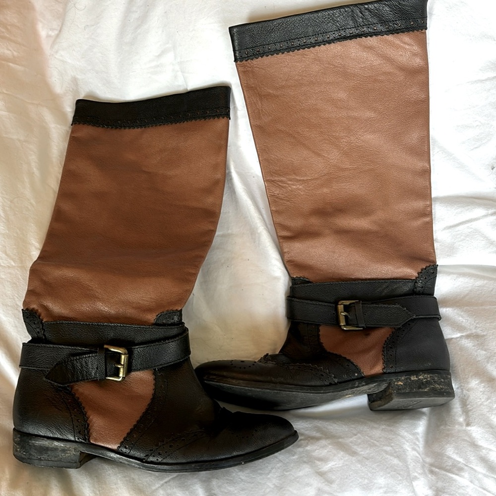 Two toned leather riding boots